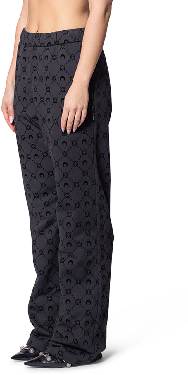 Marine Serre FLOCKED COTTON FLEECE SWEATPANTS BLACK Zwart