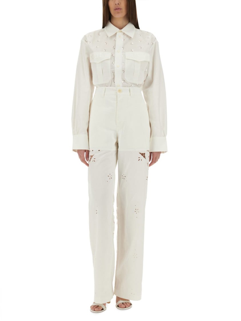 Marine Serre Upcycled Linen Pants Wit