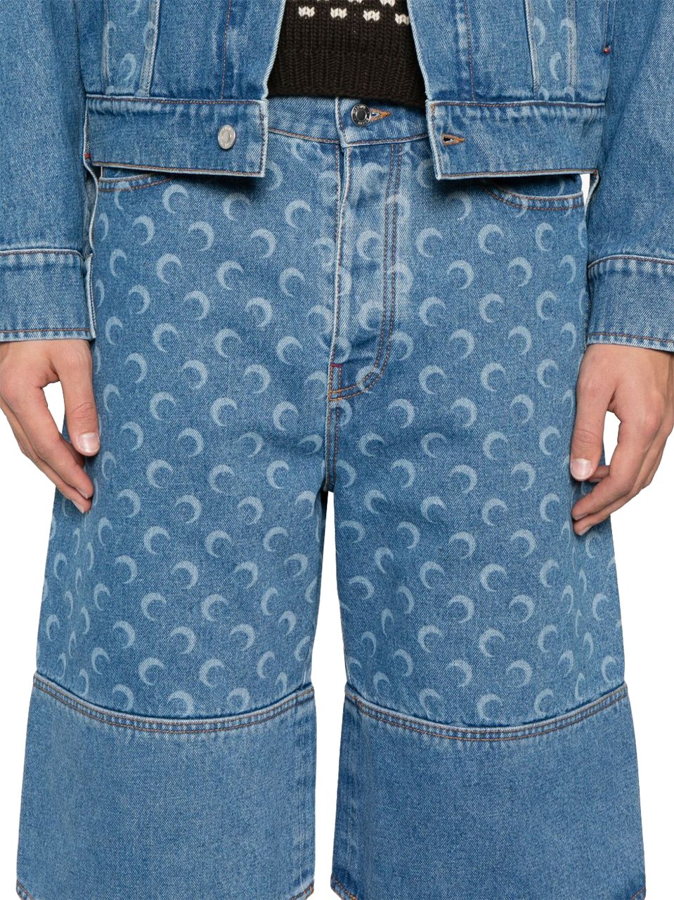 Marine Serre Shorts Light Blue Blauw