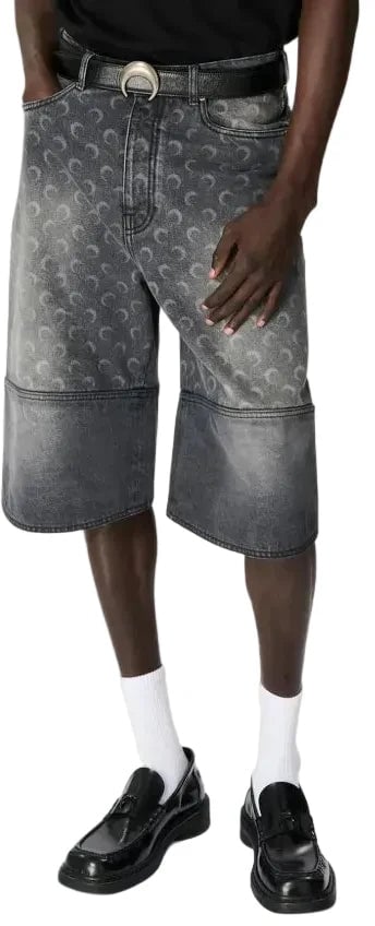 Marine Serre MOON LASER GREY WASH DENIM SHORTS DARK GREY Divers