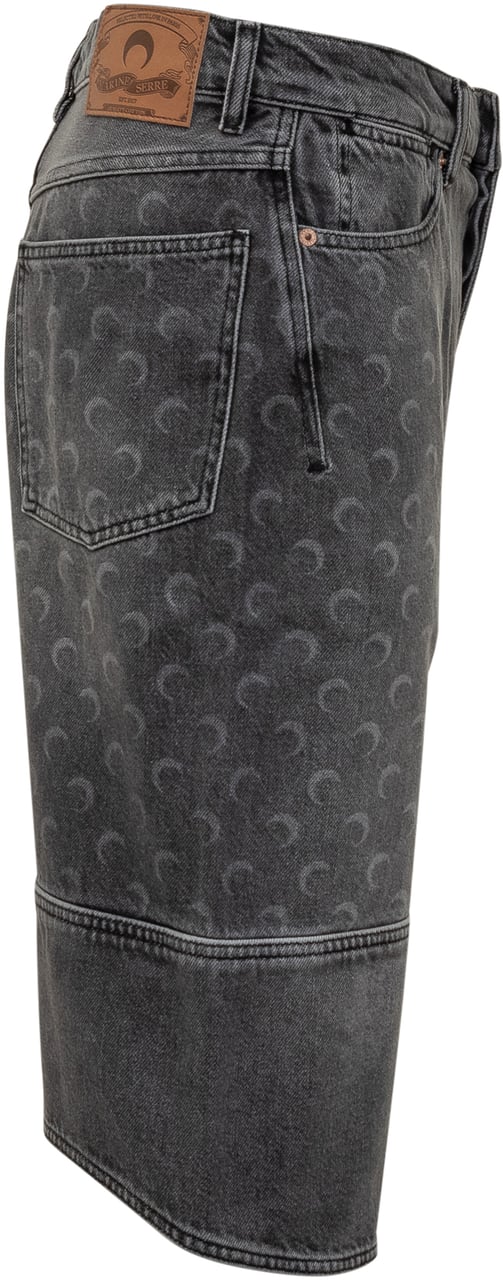 Marine Serre Bermuda Marine Serre in Denim Grigio con Motivo Lunare Grijs