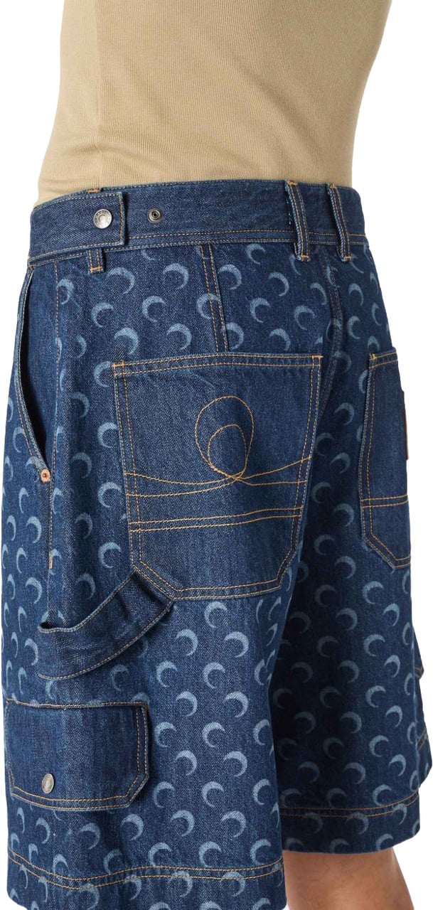 Marine Serre Shorts Navy Blauw