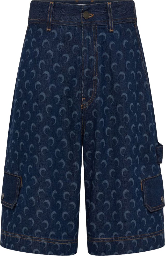 Marine Serre Shorts Navy Blauw