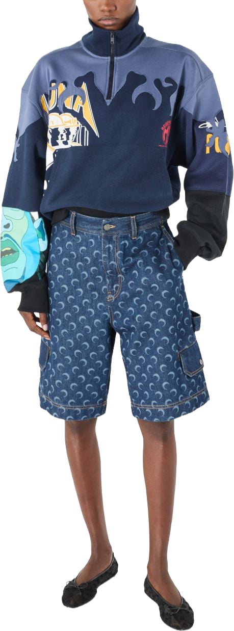 Marine Serre Shorts Navy Blauw