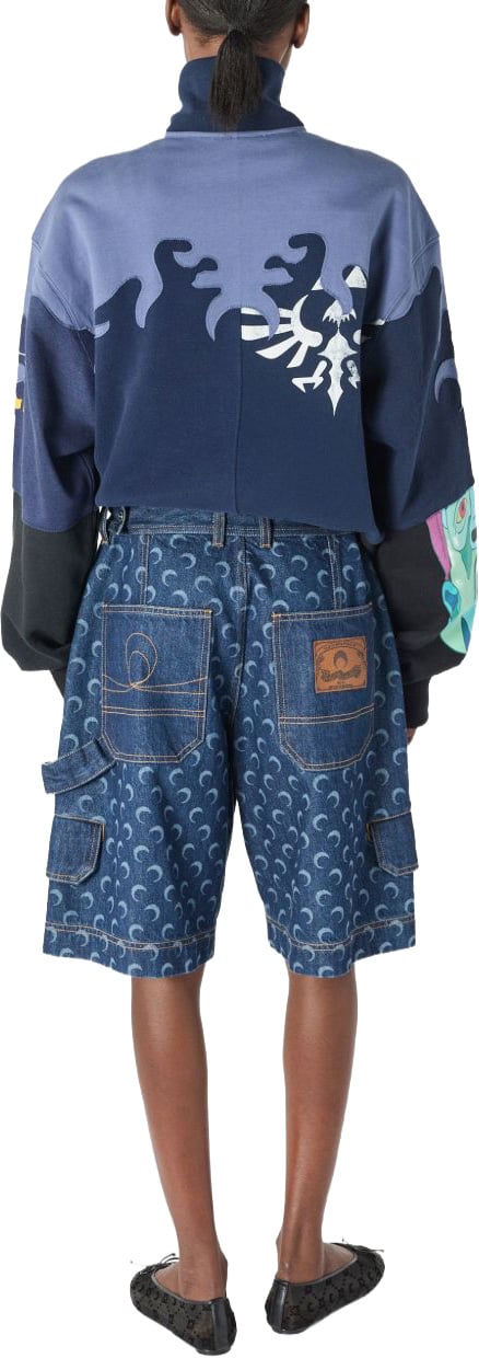 Marine Serre Shorts Navy Blauw