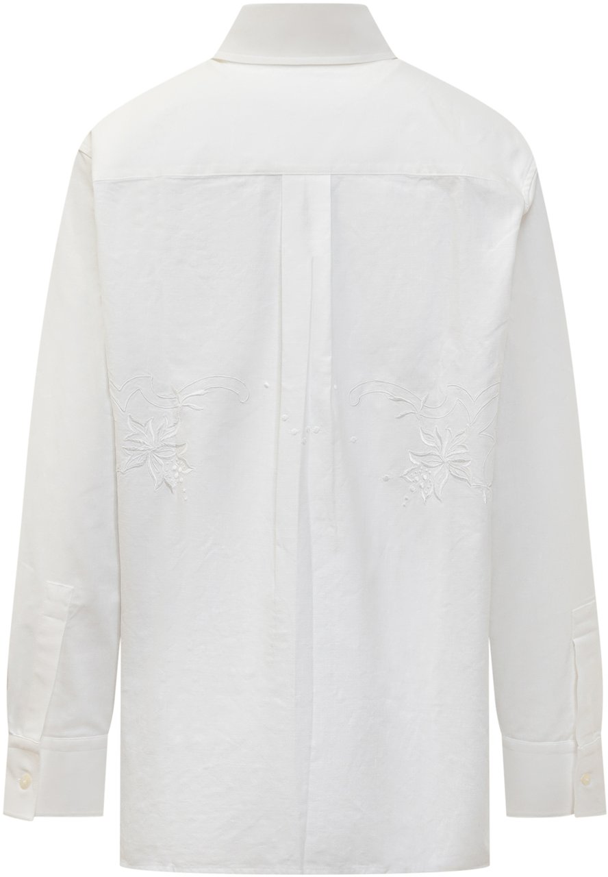 Marine Serre Camicia con Ricamo e Logo Wit