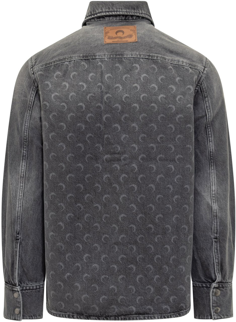 Marine Serre Camicia Marine Serre in Denim Grigio con Motivo Lunare Grijs