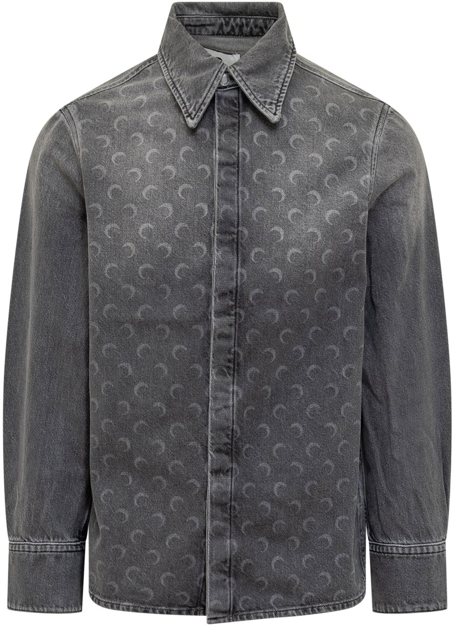 Marine Serre Camicia Marine Serre in Denim Grigio con Motivo Lunare Grijs