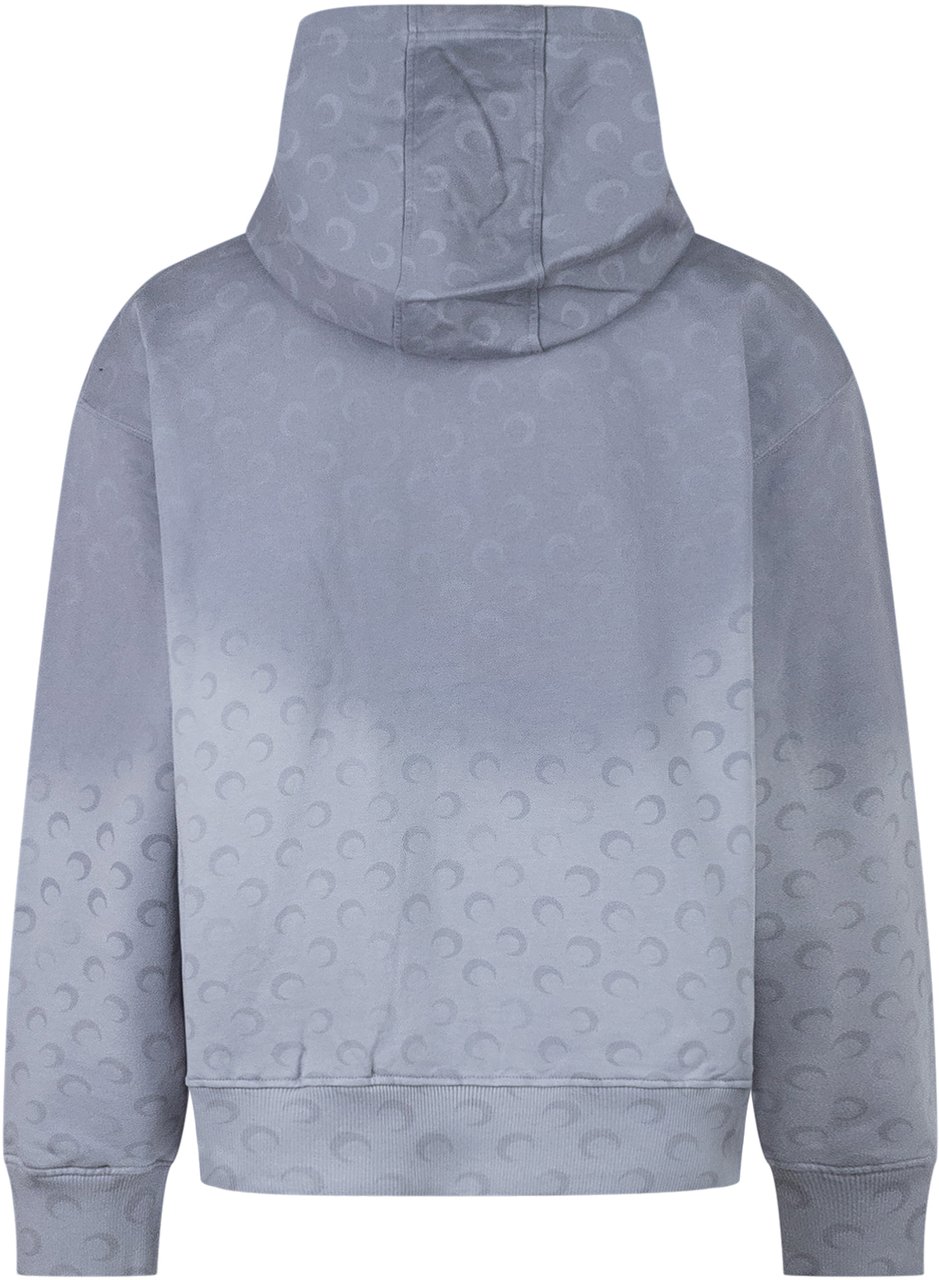 Marine Serre Marine Serre Felpa Grigia con Cappuccio e Logo All Over Grijs