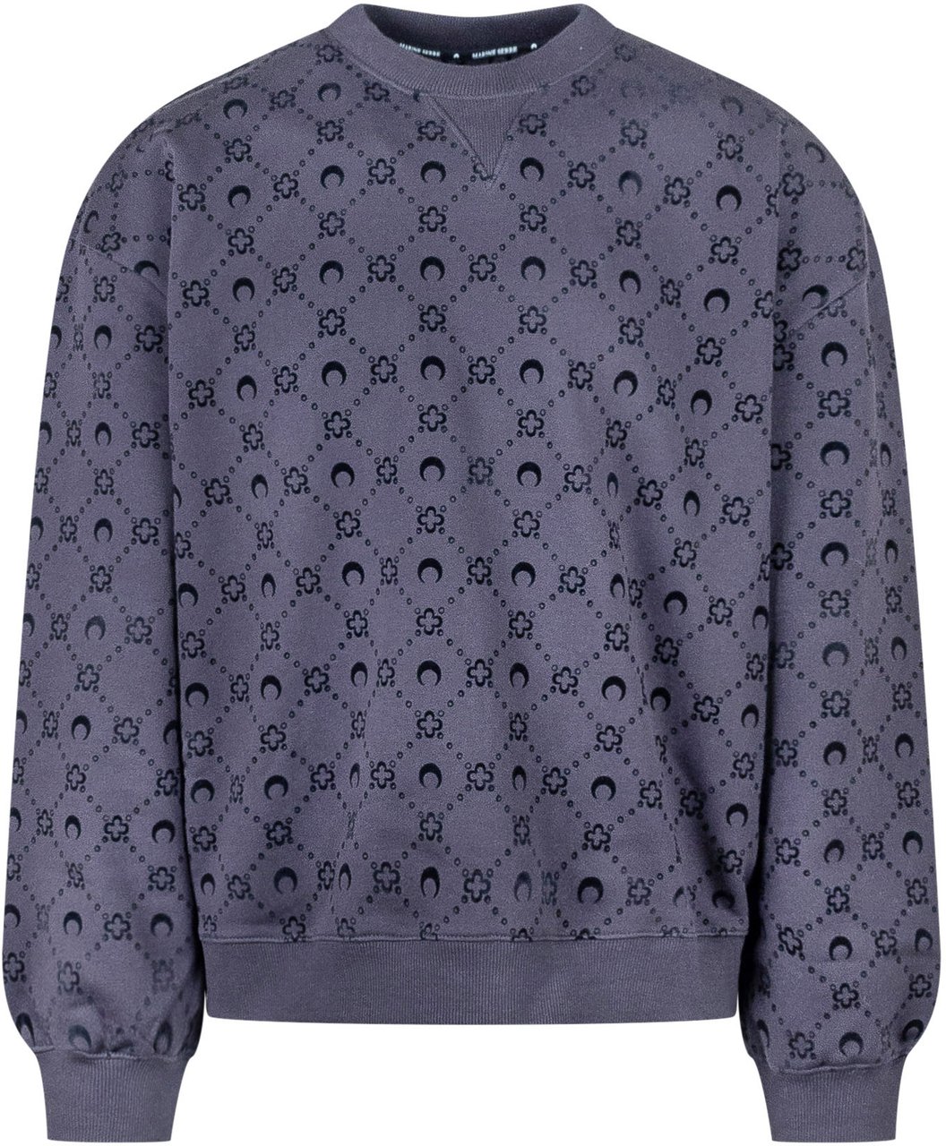 Marine Serre Marine Serre Felpa Blu con Motivo Logo All Over Zwart