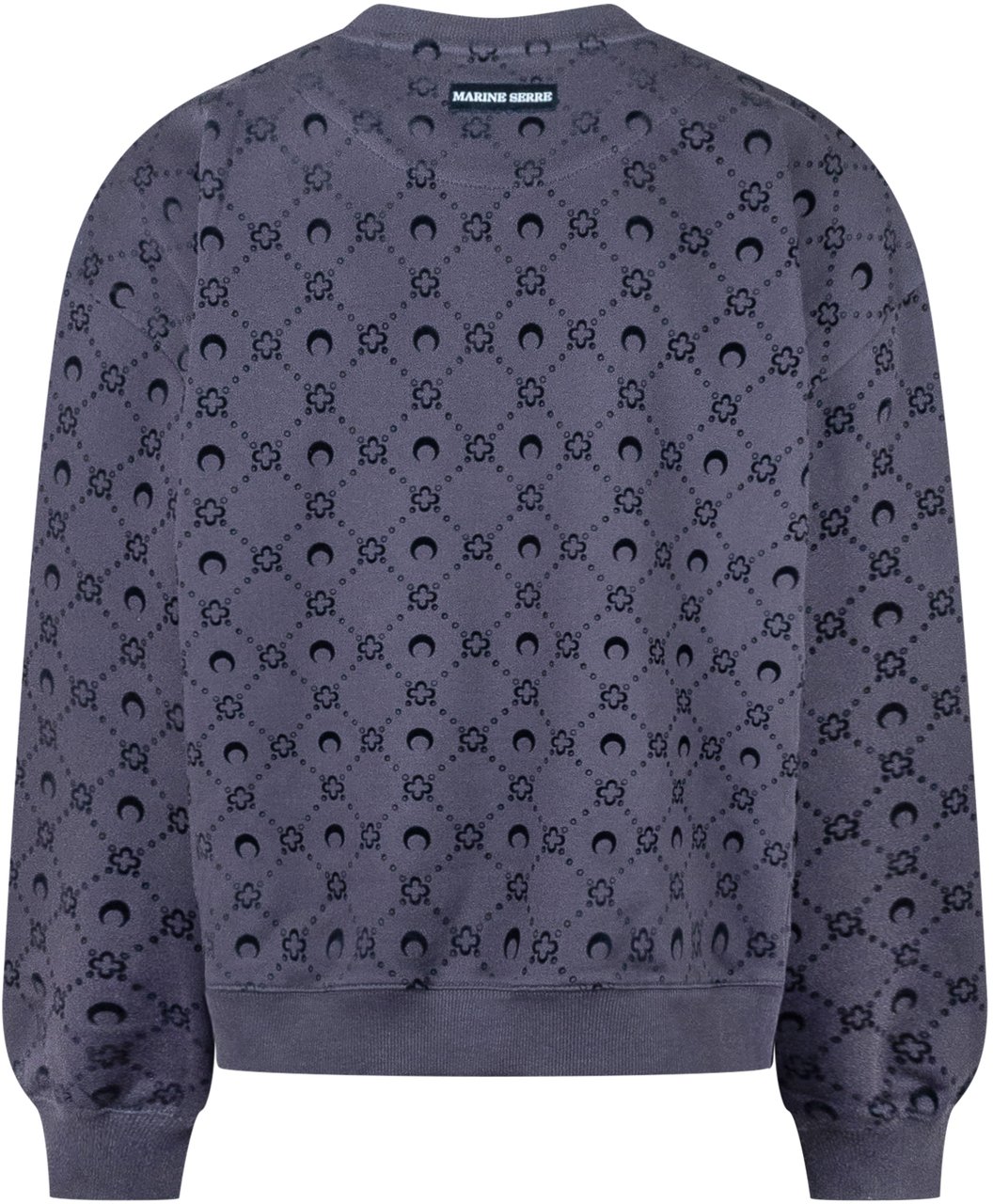 Marine Serre Marine Serre Felpa Blu con Motivo Logo All Over Zwart