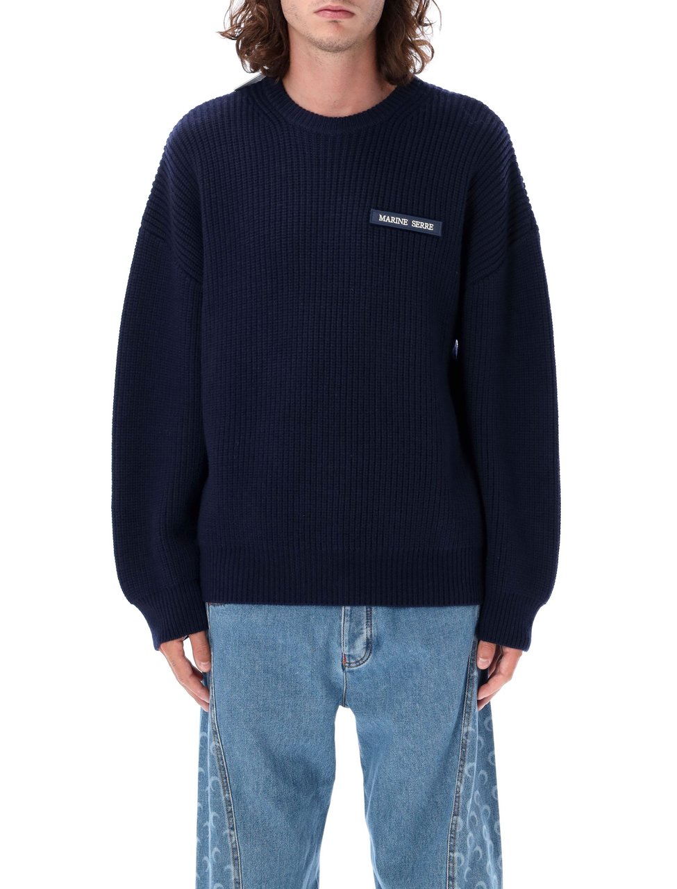 Marine Serre Fisherman Sweater Blu Blauw