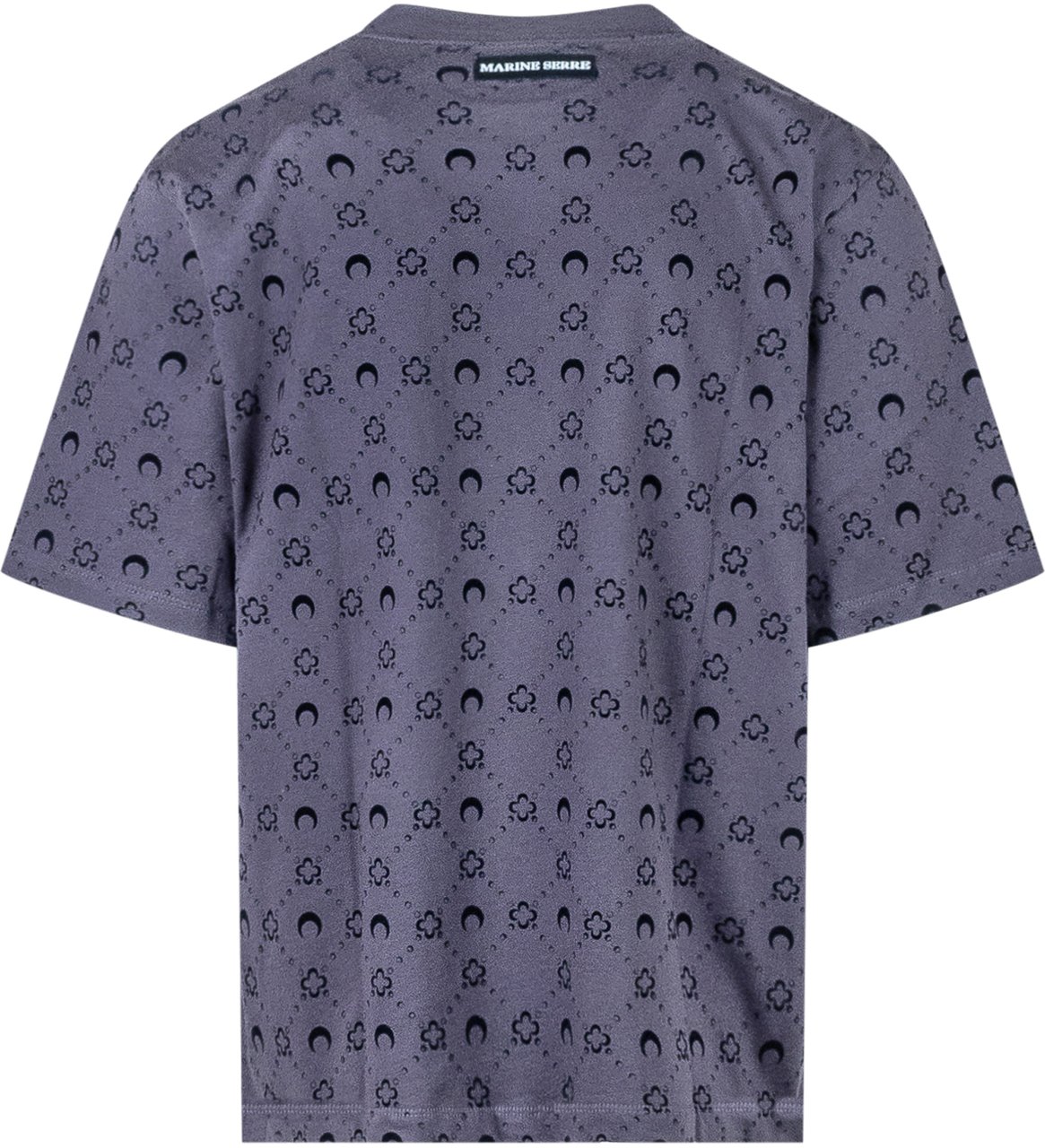 Marine Serre Marine Serre T-shirt Blu con Motivo Logo All Over Zwart