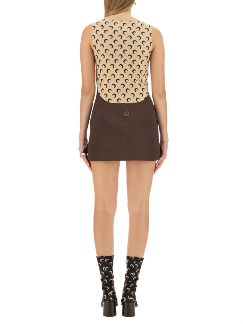 Marine Serre Slim Fit Mini Dress With Contrasting Back Design Bruin