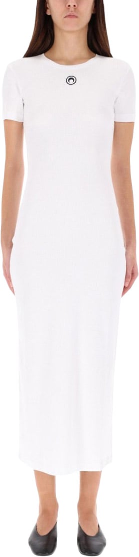 Marine Serre Midi Dress "Moon" Rood