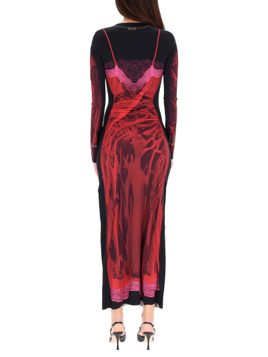 Marine Serre Black Wet Nuisette Polyamide-Blend Midi Dress Rood