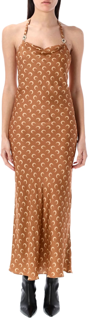 Marine Serre Moon satin long slip dress Bruin