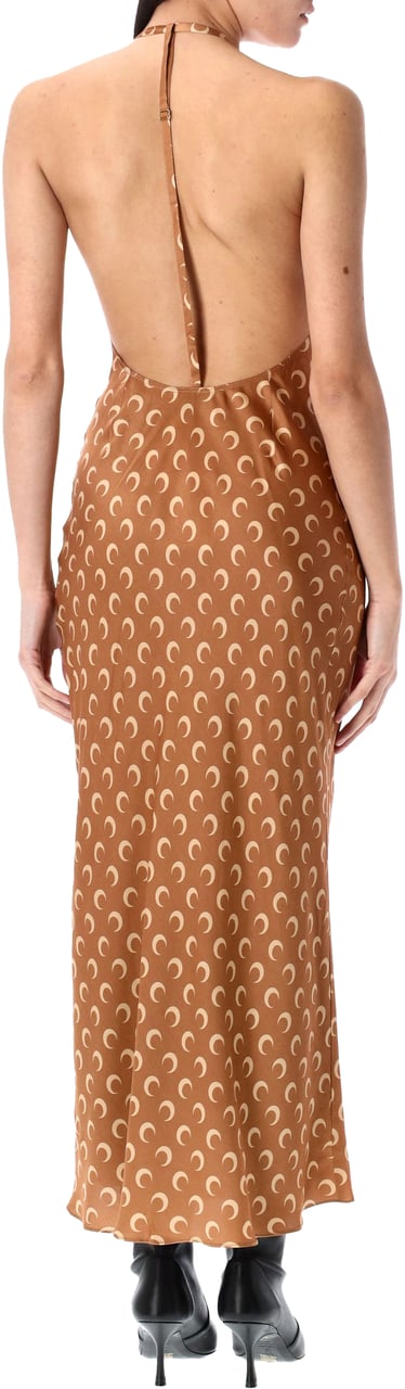 Marine Serre Moon satin long slip dress Bruin