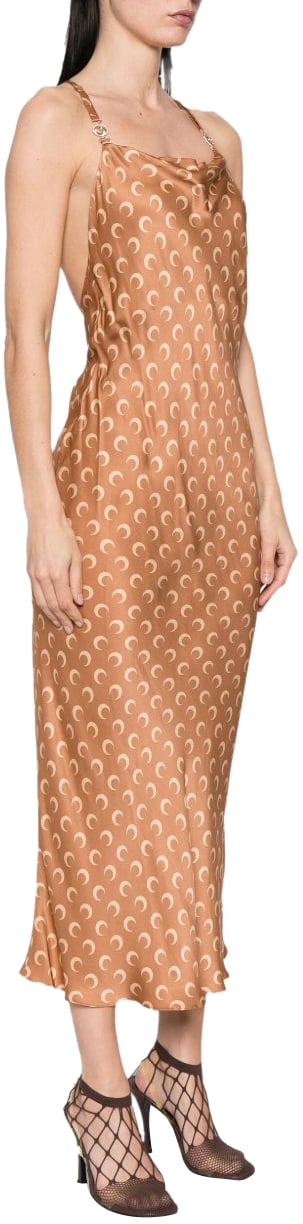 Marine Serre Moon satin long slip dress Bruin