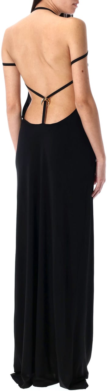 Marine Serre Draped Jersey Open Back Dress Nero Zwart