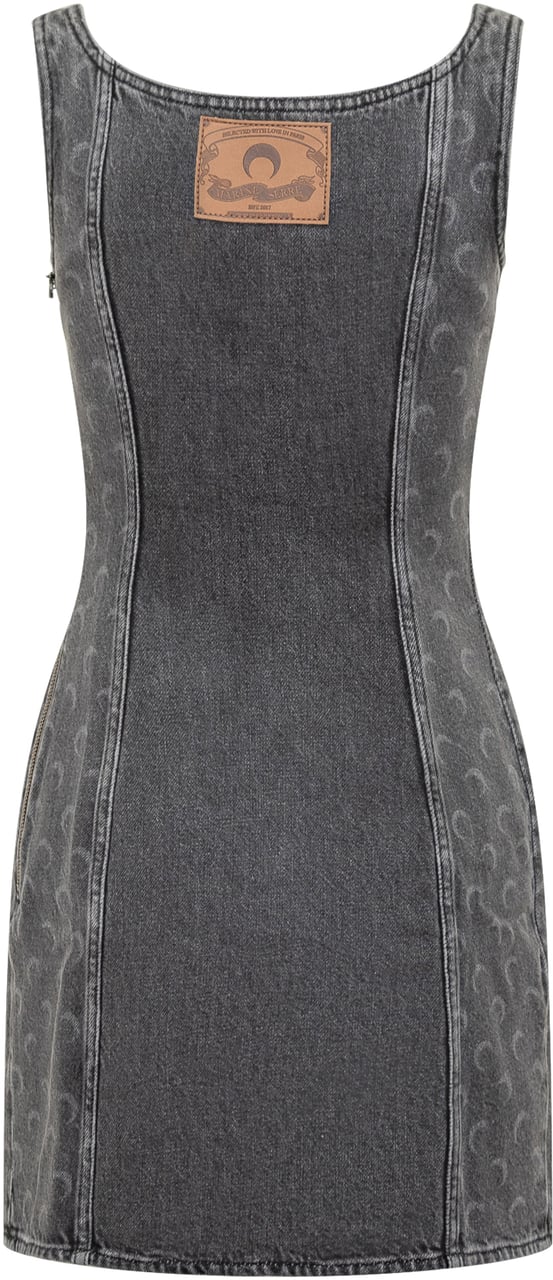 Marine Serre Marine Serre Abito Corto in Denim con Dettagli a Mezzaluna Grijs