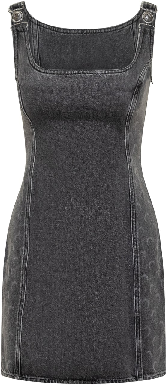 Marine Serre Marine Serre Abito Corto in Denim con Dettagli a Mezzaluna Grijs