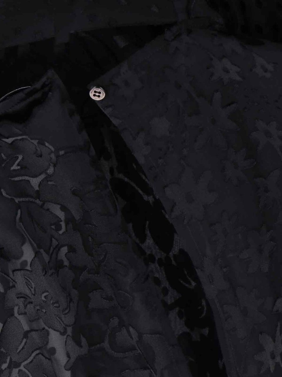 Marine Serre Sheer Black Midi Dress With Floral Patterns And Scarf Detail Zwart