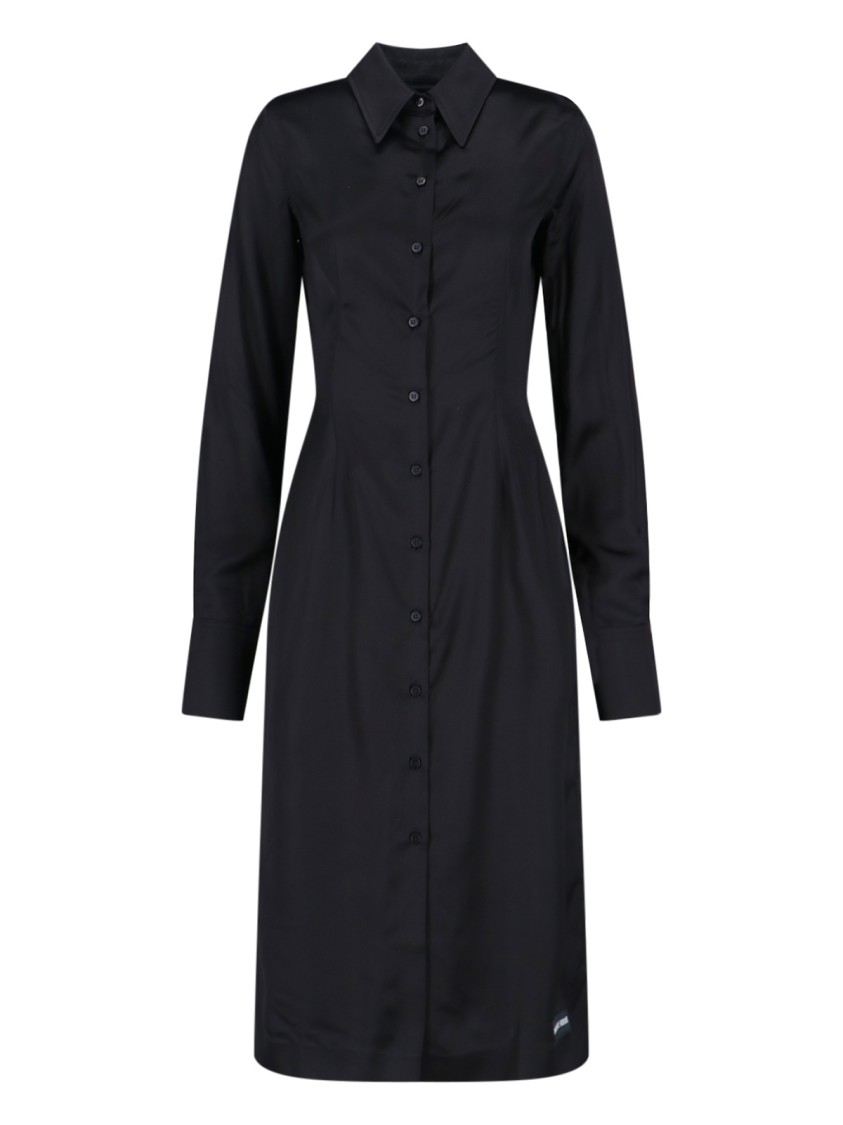 Marine Serre Satin Midi Dress – Black Zwart