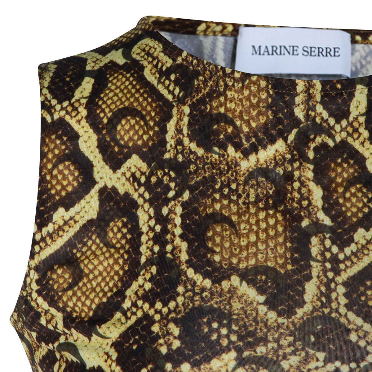 Marine Serre Leopard Print Maxi Dress with Asymmetrical Hemline Geel