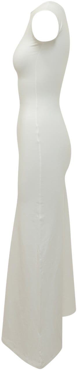 Marine Serre Abito Midi Pearl Logo con Orlo Asimmetrico Wit