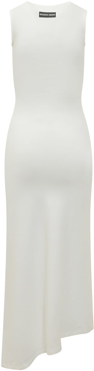 Marine Serre Abito Midi Pearl Logo con Orlo Asimmetrico Wit