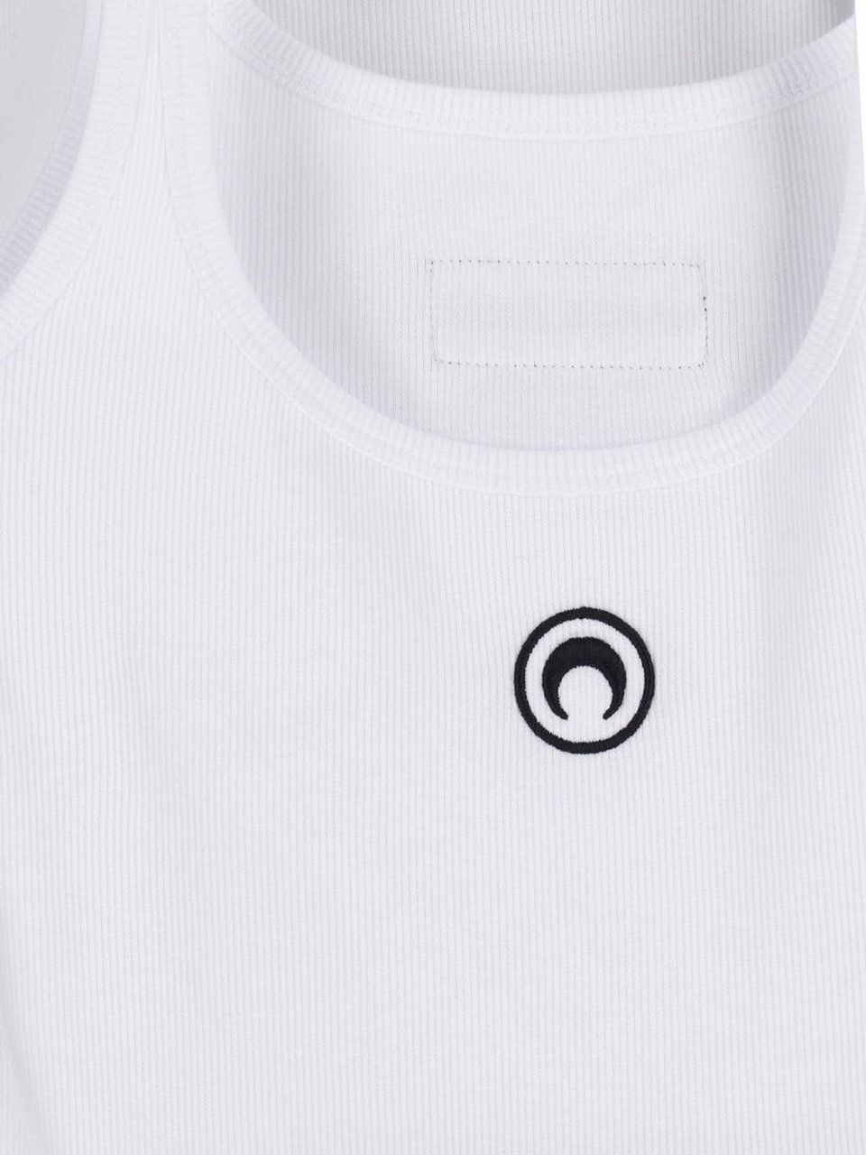 Marine Serre White Ribbed Cotton Midi Logo Dress Wit