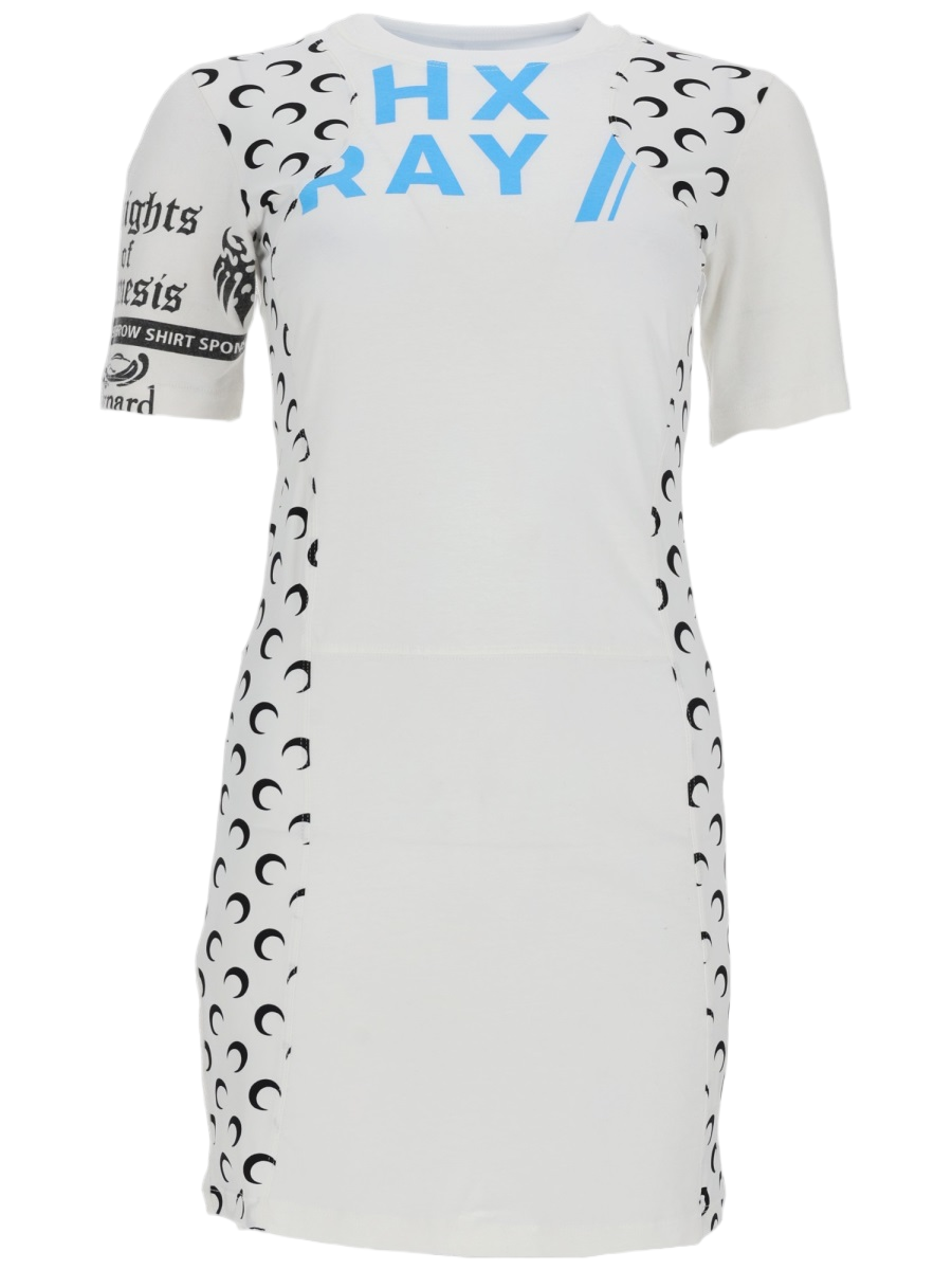 Marine Serre White Crescent Moon Graphic Mini Dress Wit