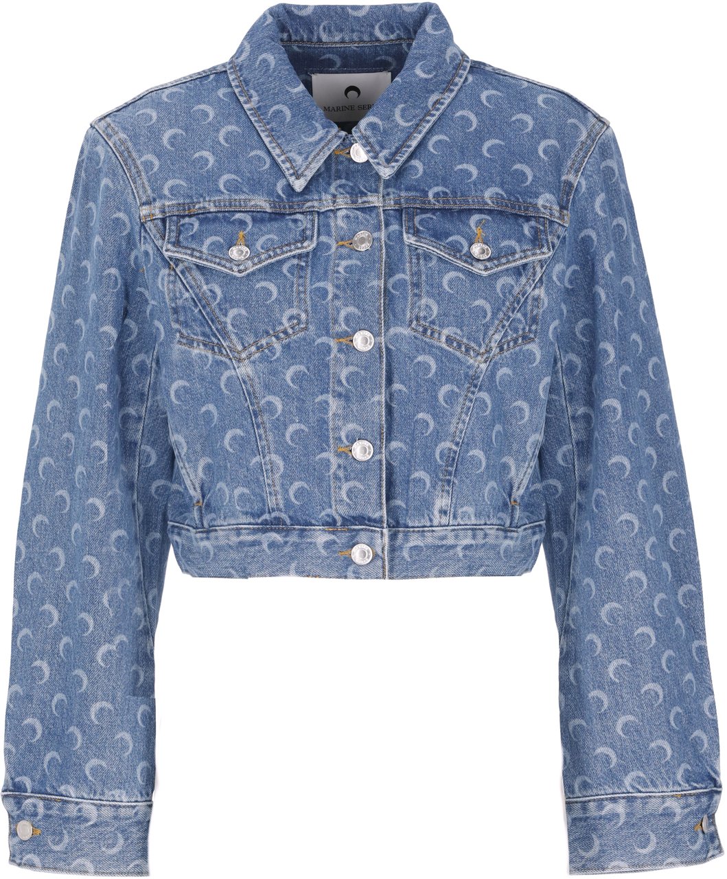 Marine Serre Coats Light Blue Blauw