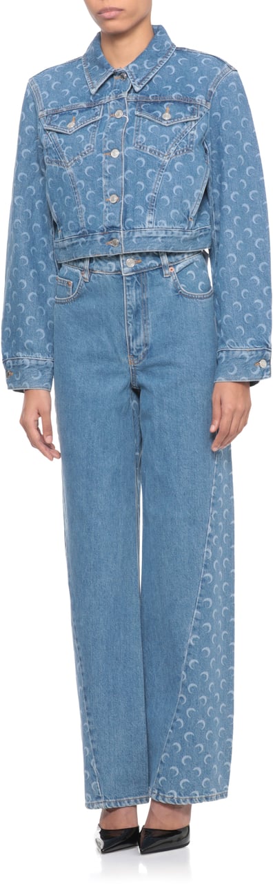 Marine Serre Coats Light Blue Blauw