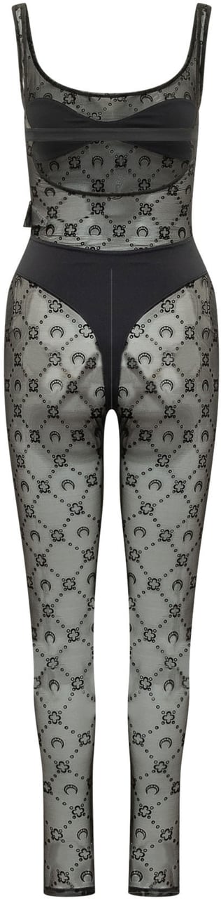 Marine Serre Catsuit Moonogram Senza Maniche Donkergrijs