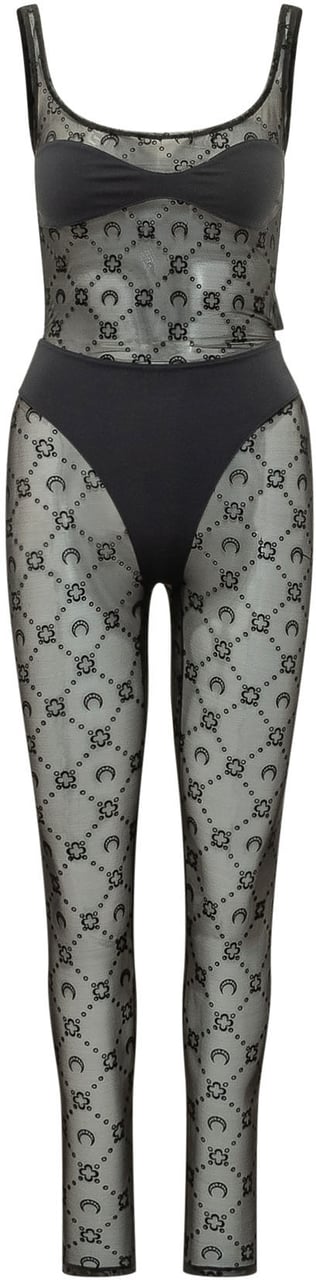 Marine Serre Catsuit Moonogram Senza Maniche Donkergrijs