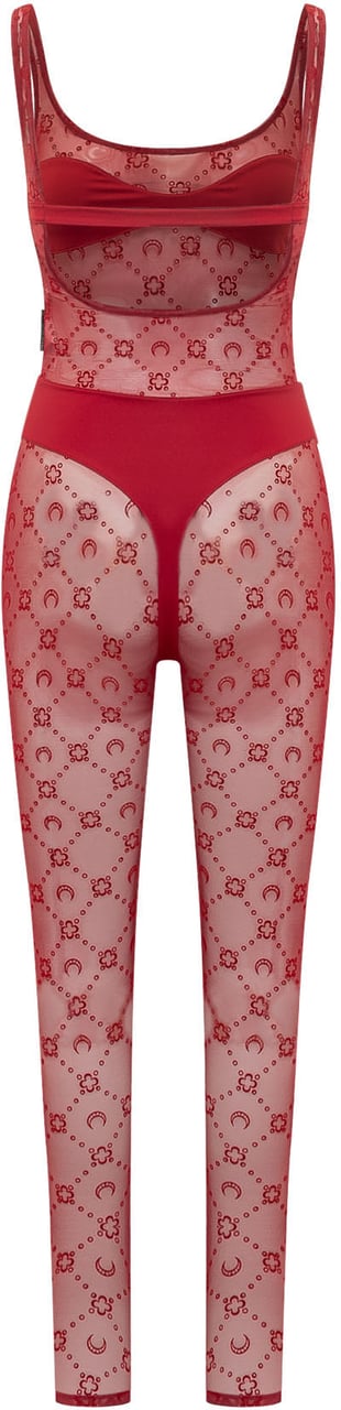 Marine Serre Tuta con Motivo Luna con Spalline Rood