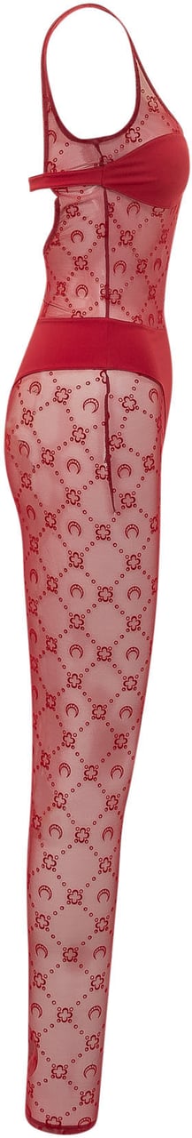 Marine Serre Tuta con Motivo Luna con Spalline Rood