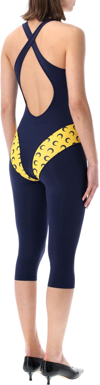 Marine Serre Athleisure Aerobic Catsuit Blu Blauw