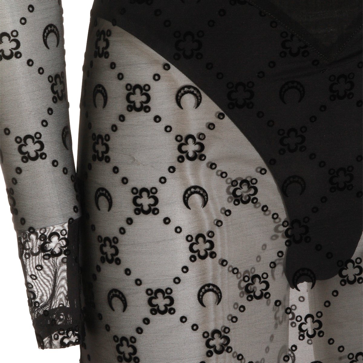 Marine Serre Opaque And Sheer Maxi Dress With Crescent Moon Motif Zwart