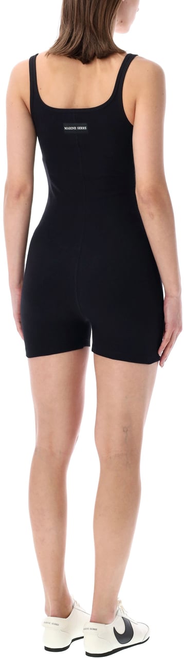 Marine Serre Short Catsuit Moon Logo Nero Zwart