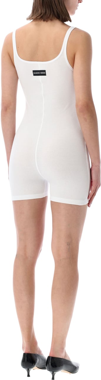 Marine Serre Short Catsuit Moon Logo White Black Moon Zwart