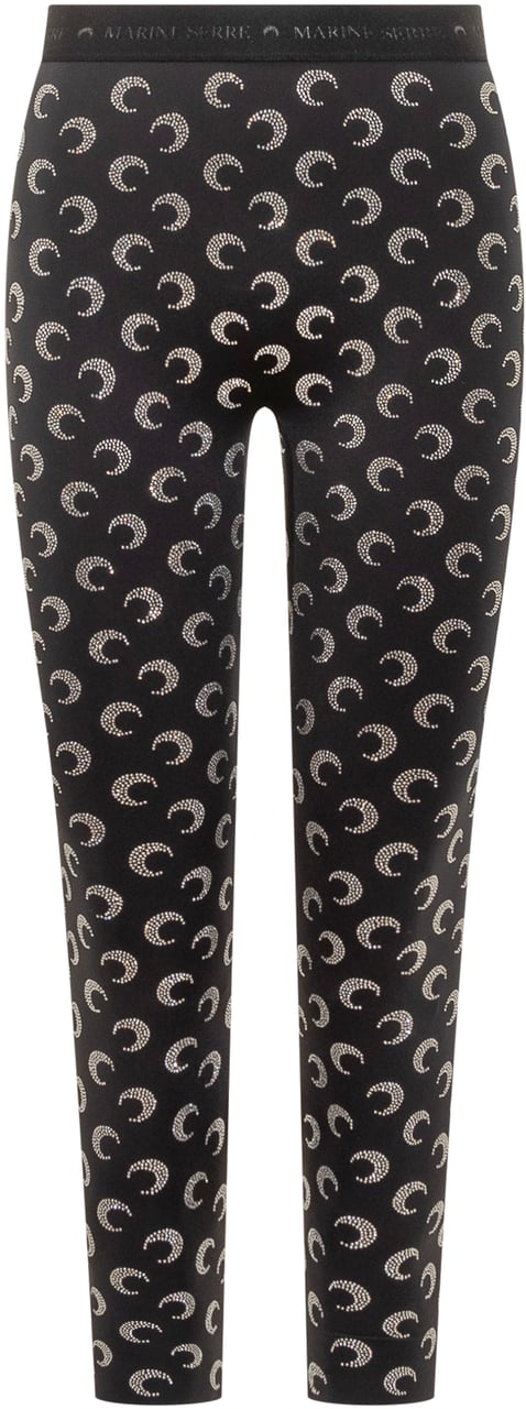 Marine Serre Leggings con Decorazione Crescent Moon Zwart