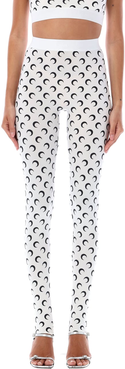 Marine Serre Leggings Moon White Black Moon Zwart