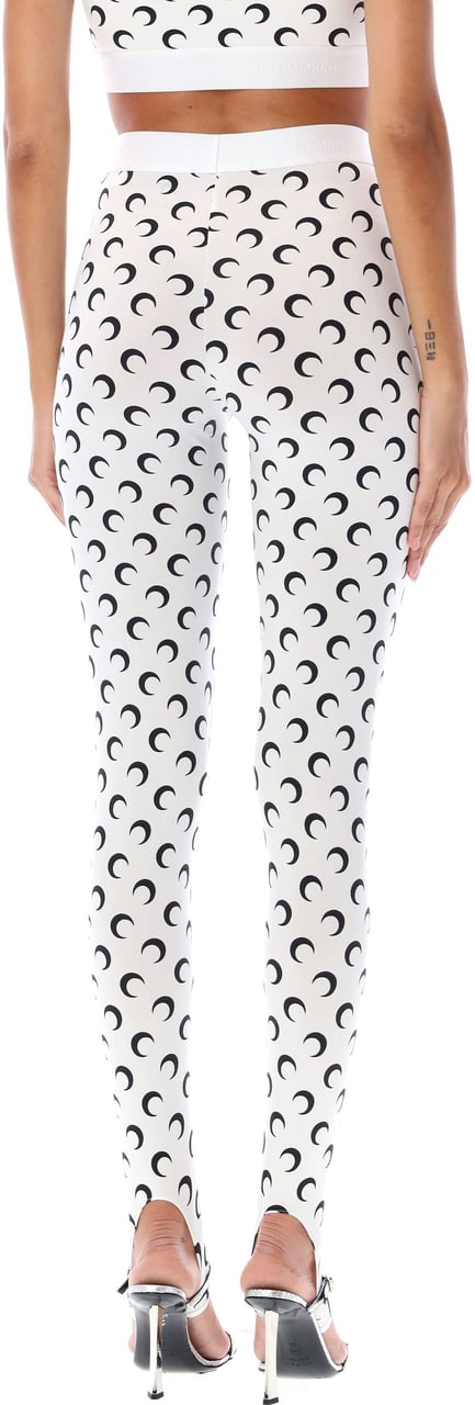 Marine Serre Leggings Moon White Black Moon Zwart