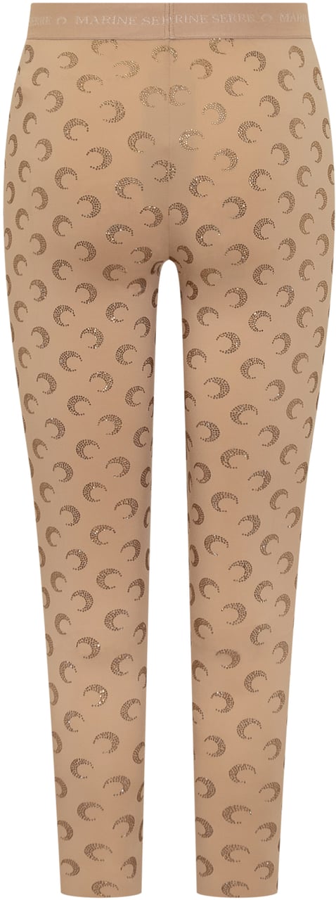 Marine Serre Leggings con Decorazione Crescent Moon Beige