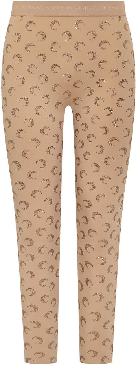 Marine Serre Leggings con Decorazione Crescent Moon Beige