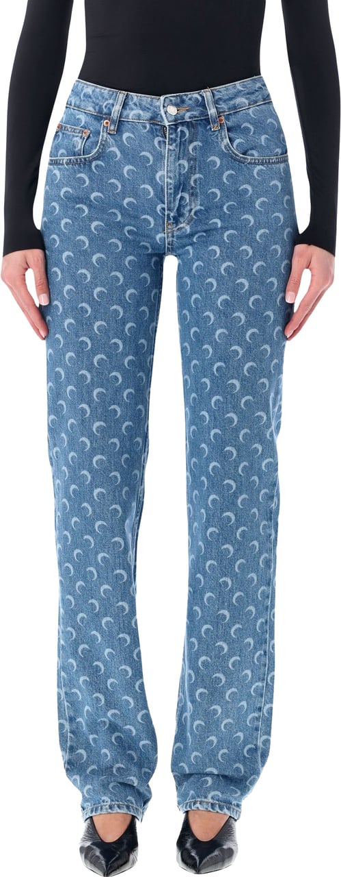 Marine Serre Straight Denim Moon Blu Blauw