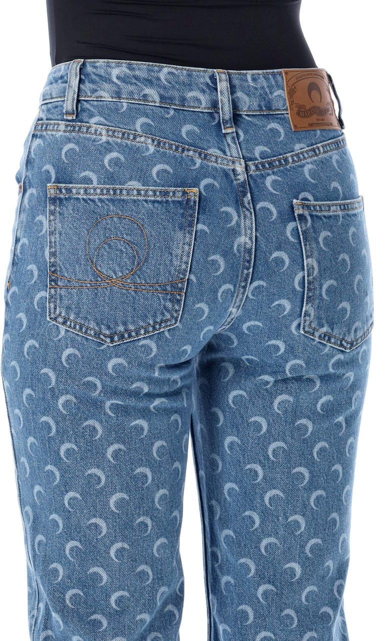 Marine Serre Straight Denim Moon Blu Blauw